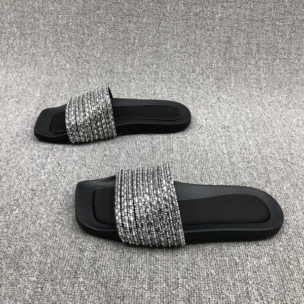 Pantoufles plates en cristal pour femmes, chaussures décontractées et sexy, sandales confortables, nouvelle collection été 2023