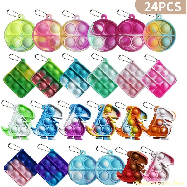 Mini Jouet Pop du Bout des Doigts en Forme de Dinosaure, Ensemble de Jouets de ix, Equilibre de Clé, Kit de Bureau Souligné, pour Enfant et Adulte, 24 Pièces