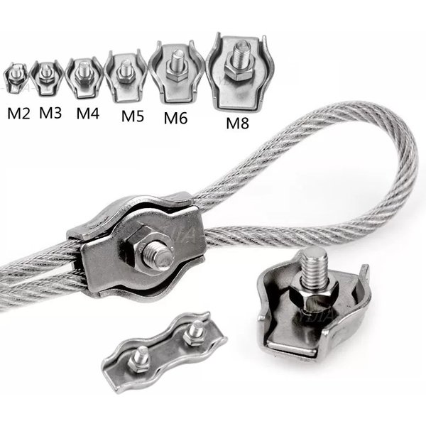Clips de câble métallique étanches en acier inoxydable, 1 à 5 pièces, poignées simples/Double, serre-câble, verrouillage de mandrin, fixation de matériel de fil de câble M2-M6