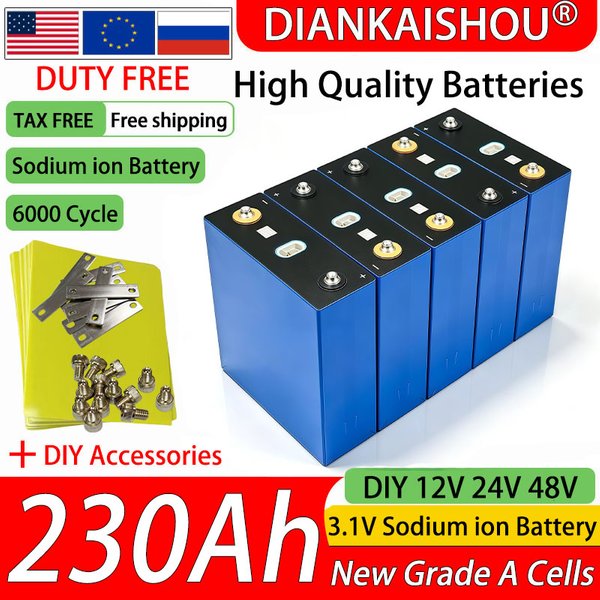 Zollfreier Neuer EU/PL Lagerbestand Grade A 3,1V 230Ah Natrium-Ionen-Batteriezelle Kälteresistent DIY 12V 24V RV Solar Off-Grid Energiespeicher Natrium-Ionen-Batterie
