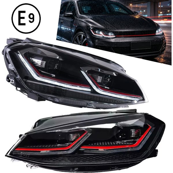 2 Stück Auto-LED-Leuchten für VW Golf 7.5 2018-2021 Scheinwerfer MK7.5 LED-Autolampen Tagfahrlichter Dynamische Blinker Auto-Zubehör