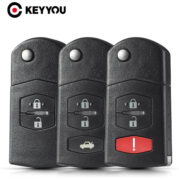 KEYYOU 1 pièces pour Mazda 3 5 6 clé de voiture à distance pliante noir FOB coque Fob 3 boutons clé de remplacement