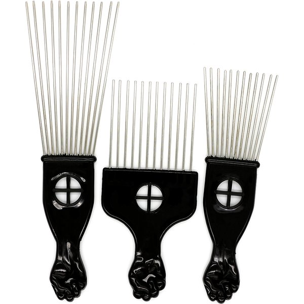 1 Piece Afro Fork Comb Stainless Steel Wide Teeth Hairdressing Brush Metal Pins Pick Hair Styling Tools Insert Curly Hair Comb
