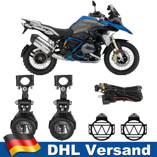 1 Paar neue Motorrad-LED-Scheinwerfer, Nebelscheinwerfer mit Schalter, Kabelbaum und Halterungen, Kit für BMW R1200GS F750GS F800GS F850GS F650GS K1600, 40W 6000K, hochwertige, wasserdichte, stoßfeste