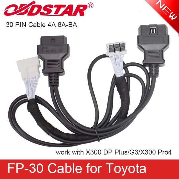 OBDSTAR FP-30 Cable for Toyota 30PIN Cable, 4A 8A-BA All Keys Lost Bypass PIN Compatible With X300 DP Plus/G3/ X300 Pro4