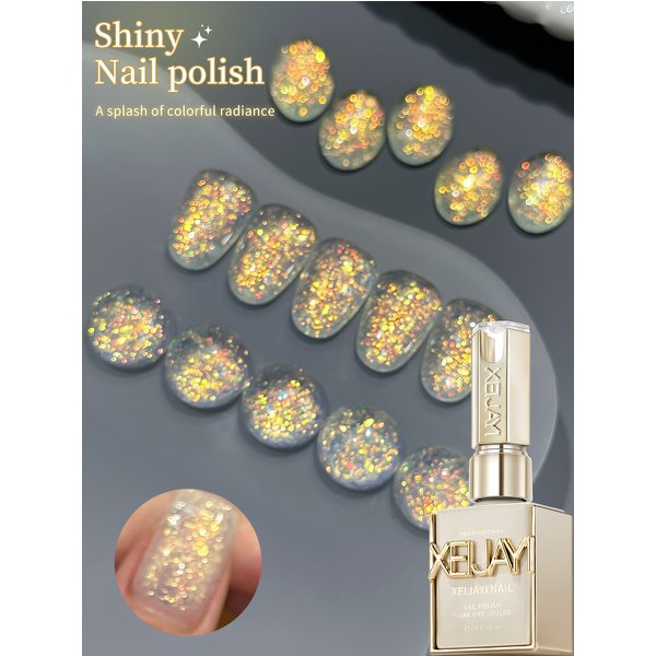 XEIJAYI 1Pc 15ML Glitter Color Gel Nail Polish Semi Permanent Nail Art Soaking UV LED Nail Salon DIY Nail Salon Gel