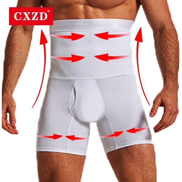 Culotte gainante amincissante pour homme, taille haute, sous-vêtement de compression, short gainant pour le ventre et l'abdomen
