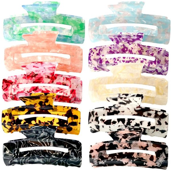 8.3cm Fashion Rectangle Acetate Hair Claws Women Hair Accessories Colourful Plaid Ponytail Acetic Claw Clips For Girls