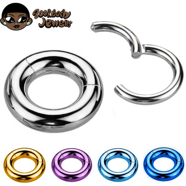 ASTM F136 titane grand calibre 4G 6G 8G 10G simple charnière Clicker Segment cerceau anneau miroir Septum nez Piercing anodisation corps