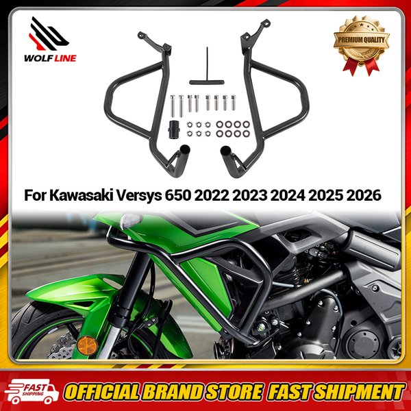 WOLFLINE Sturzbügel für Kawasaki Versys 650 2022 2023 2024 2025 2026 Motorschutz Stoßstange Kraftstofftank-Sturzschutz Rahmen-Stoßstangen-Kit