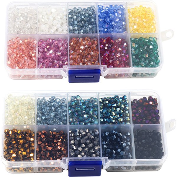 1 Box Czech Crystal Bicone Beads Kit For Making Jewelry Material DIY Bracelet Earrings Metal Color Loose Spacer Beads Wholesale