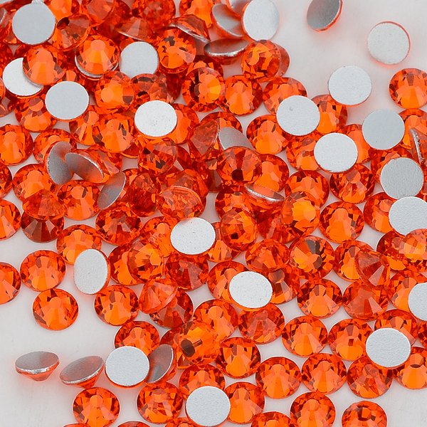 Strass à dos plat en verre Orange SS3-SS30, paillettes rondes à fond argenté sur pierres de cristal pour décoration de vêtements Nail Art