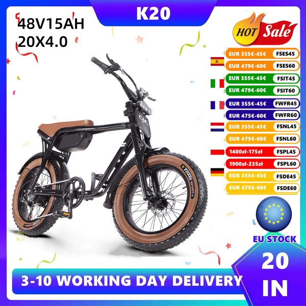 Elektrofahrrad 20 Zoll eBIKE 48V 15Ah Ebike 7-Gang Elektro-Mountainbike 4.0 Fat Tire E-Bike LCD-Instrument eBIKE K20