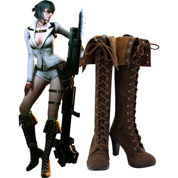 Cry DMC 4 Lady Mary Cosplay Costume Shoes Handmade Faux Leather High Heeled Boots