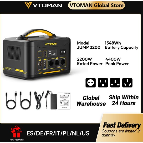 VTOMAN JUMP 2200/JUMP 1800 Tragbares Kraftwerk 828/1548 Wh LiFeP04 Batterie Solargenerator Solar für Zuhause Outdoor Camping