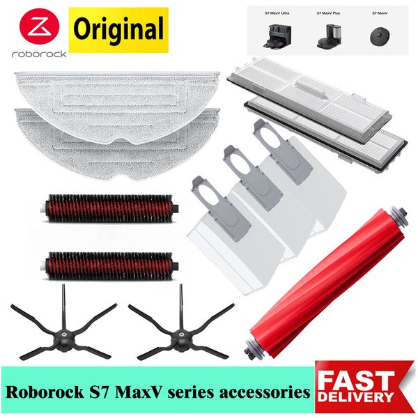 Original Roborock S7 MaxV Ultra Ersatzteile Filter Seite/Haupt Pinsel Mopp Tuch Staubbeutel S7maxv plus Roboter Staubsauger Zubehör