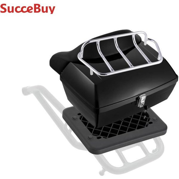 SucceBuy Motorrad-Topcase aus PP-Material, Motorrad-Heckbox mit reflektierendem Panel, wasserdichte Motorradbox mit Multi-Loch-Basis