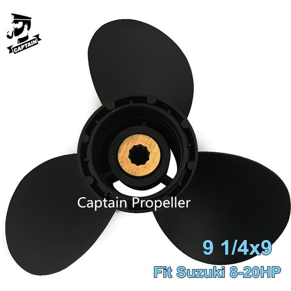 Captain Boat Propeller 9 1/4x9 For Suzuki Outboard 8 9.9 15 20 HP Motor Aluminum Propeller 3 Blade 10 Spline Marine Engine Parts