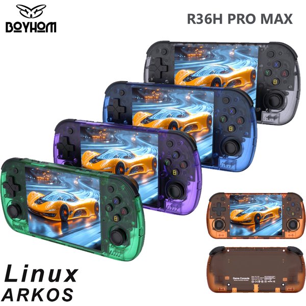 BOYHOM R36H PRO Retro Handheld-Videospielkonsole Linux-System 4,2 Zoll IPS-Bildschirm R36HPROMAX Tragbarer Taschen-Videoplayer 64GB