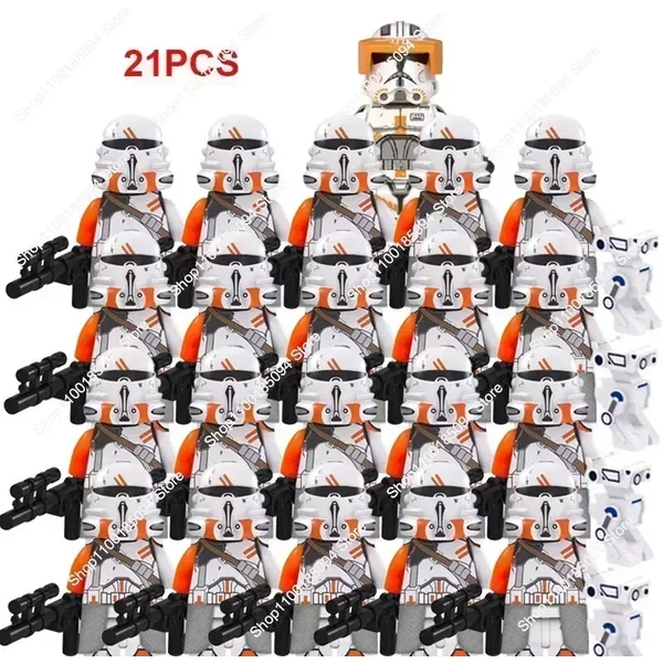 Ensemble de 21 pièces, figurines de soldats du 212e bataillon d'assaut des guerres des clones, figurines de soldats parachutistes, figurines de la 501e légion, figurine du capitaine Cody, figurines