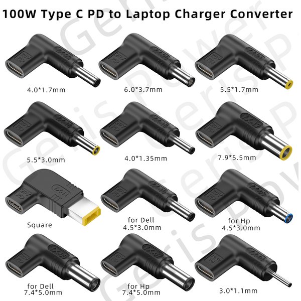 P P P P Convertisseur de chargeur universel D 100W Type C vers pour ordinateur portable, pour Asus Lenovo Hp Dell Acer Samsung USB C, connecteur adaptateur de chargeur rapide