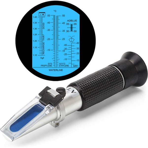 Frostschutzmittel-Kühlmittel-Refraktometer für das Frostschutzsystem von Kraftfahrzeugen, Diesel-Abluftflüssigkeit, Batteriesäure und Scheibenwaschflüssigkeit