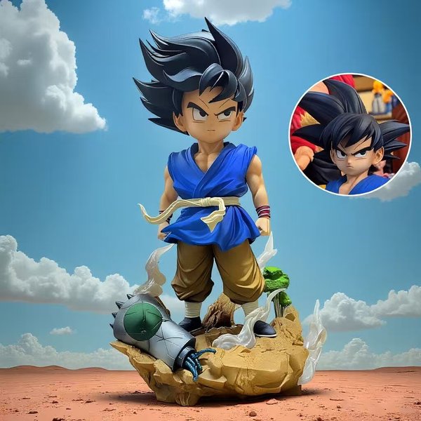 Figurine Dragon Ball Z Son Goku de 25 cm/9,84 pouces avec têtes interchangeables, Super Saiyan, figurines d'action en PVC, collection de modèles de jouets, cadeaux