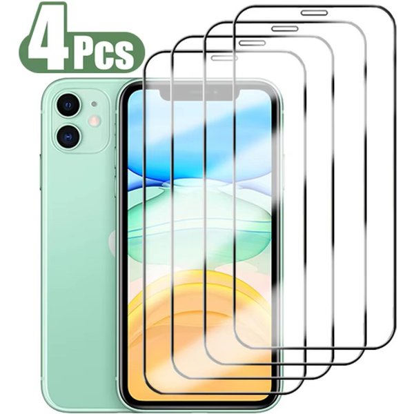 1-4 Stück 9H Displayschutzfolie für iPhone 15 16 17 Pro Max 18 11 14 12 13 Mini X XS XR Schutzglas für iPhone 7 8 Plus SE Film