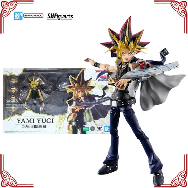 In Stock Genuine Bandai Yu Gi Oh Duel Monsters Model Kit SHF Yami Yugi Anime Action Figure Collection Finished Model Toys Gifts