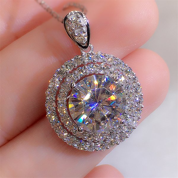 Huitan Wunderschöne Braut-Hochzeits-Halskette, Mosaik, AAA, Zirkonia, runder Anhänger, elegante Damen-Halsaccessoires, Modeschmuck