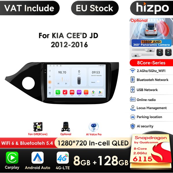 Carplay 4g-lte ai Voice 2 Din Android Autoradio für Kia Ceed Jd Cee'd 2013-2018 Auto Multimedia GPS 2din Autoradio Head Unit BT