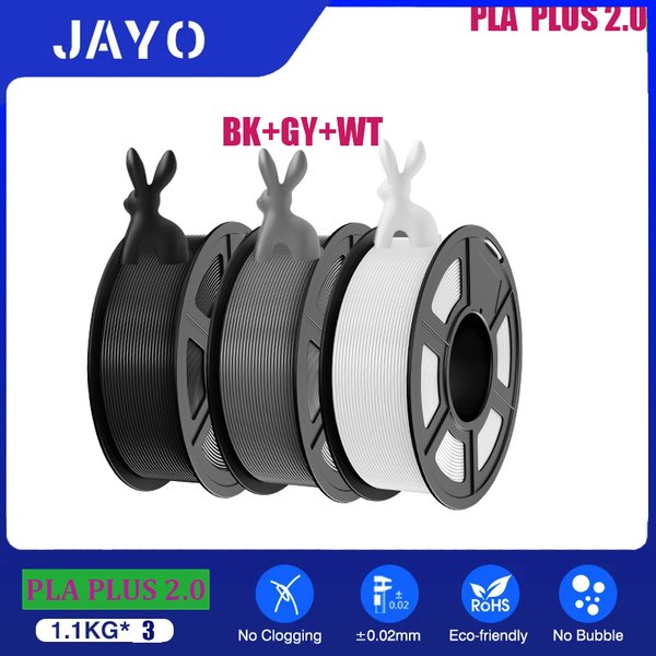 Filament pour imprimante 3D JAYO PLA+2.0, 3 rouleaux, PLA Plus 2.0, sans bulles, lisse, plusieurs couleurs, filament 3D compatible avec les imprimantes FDM, 1,1 kg.