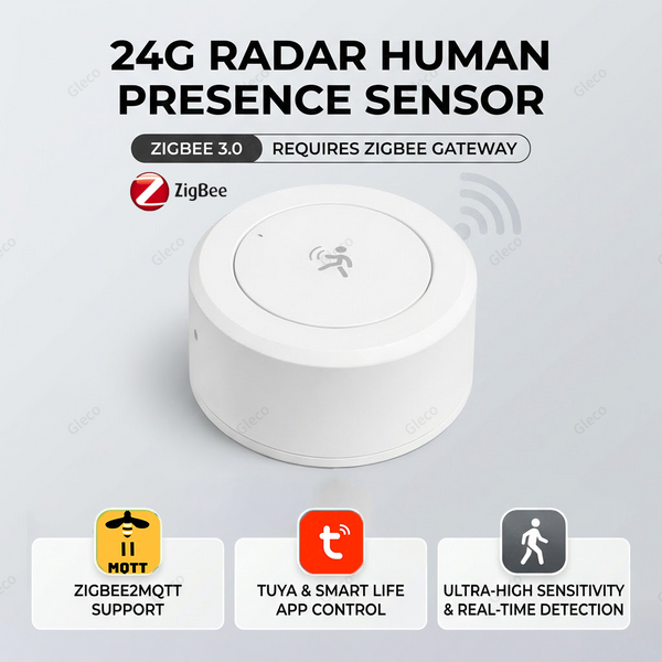 Capteur de présence radar Zigbee 24G Mmwave, détecteur humain, détection de mouvement/statique pour alarme d'automatisation de la sécurité domestique intelligente Tuya Z2M