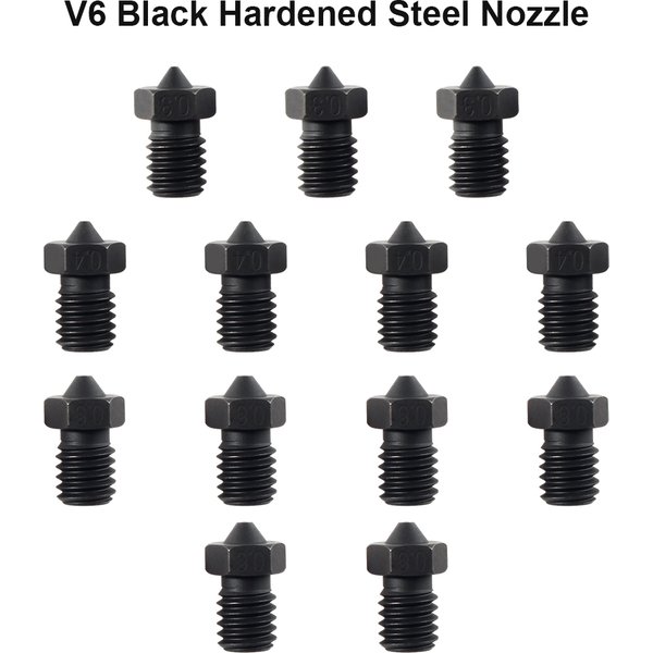 High Quality Hardened Steel 0.3/0.4/0.6mm V6 Nozzle for Creality CR-10 Ender3 Prusa i3 Anycubic i3 Mega Chiron 3D Printer Nozzle