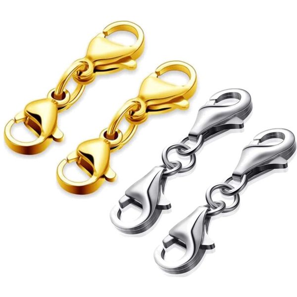 5pcs Stainless Steel Double Button Lobster Clasp Hooks Chain Closure Accessorier Connector For Jewelry Bracelet Necklace Diy