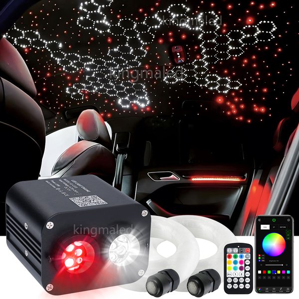 Kit de plafond étoilé pour voiture 20W RGBW à double tête, contrôle musical, étoiles en fibre optique, application intelligente, lumière scintillante en fibre optique