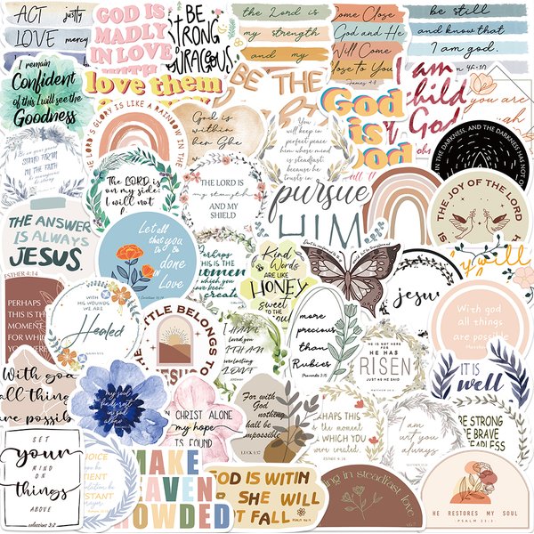 Autocollants jésus chrétiens, 50 pièces, autocollants de foi religieuse de la Bible, mots de sagesse croisés, cadeaux de pâques pour enfants