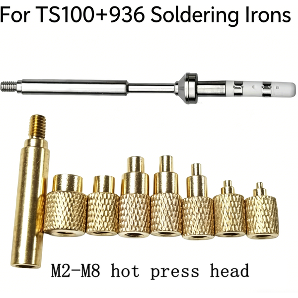 Pine64 TS100/T101/T85/936 Lötkolben mit Wärmeeinsatzmutter, Innengewindekopf M2-M8, Messing-Heißschmelzeinsatz-Kit für 3D-Druck
