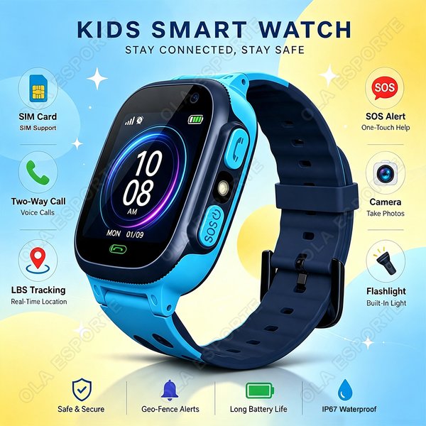 Smartwatch dla dzieci z kartą SIM, dwukierunkowym połączeniem, funkcją SOS, lokalizacją LBS GPS, wodoodporny, z kamerą i latarką, inteligentny zegarek dla dzieci, prezent dla uczennicy HT30