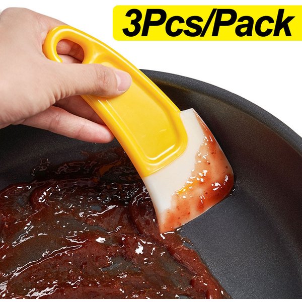 Grattoir de cuisine en Silicone, nettoyage des taches d'huile, spatule, cuisson de gâteaux, Gadgets de pâtisserie, poêle sale, Pot, vaisselle, outils de nettoyage, grattoir, 3 pièces