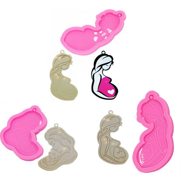 Spiegel-Mutter-und-Kind-Baby-Umarmungsform, Schwangere Baby-Schlüsselanhänger Epoxidharz-Anhänger Polymer Clay für Backwaren und Süßigkeiten Silikonform
