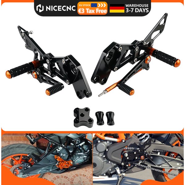 Aluminium-Motorrad-Fußsteuerungskit, Schalthebel, hintere Fußrastenanlage für KTM RC390 RC200 RC125 2014 2015 2016 2017 2018 2019 2020 2021