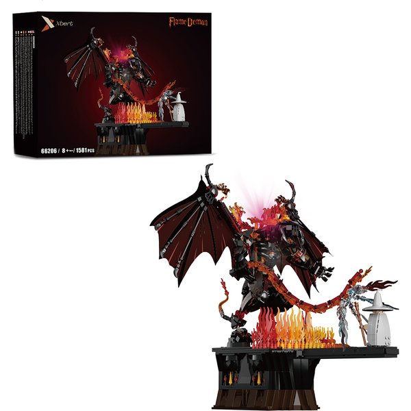 Xbert Brix 66206 Flammen-Dämon-Monster MOC Baustein-Bausatz 1581 Teile Spielszene Fledermaus-Dämon-Figuren Modell-Bausteine