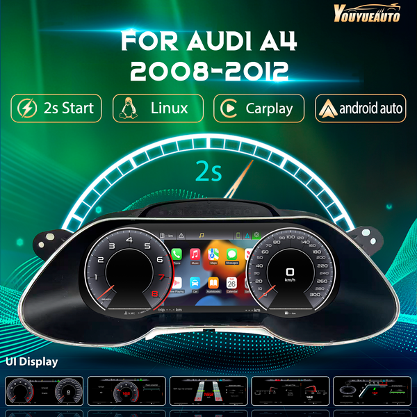 12,3'' A4 A4L B8 2008-2012 LCD-Digital-Cluster-Dashboard Tachometer Virtuelles Instrumenten-Cockpit-Panel mit Navigation
