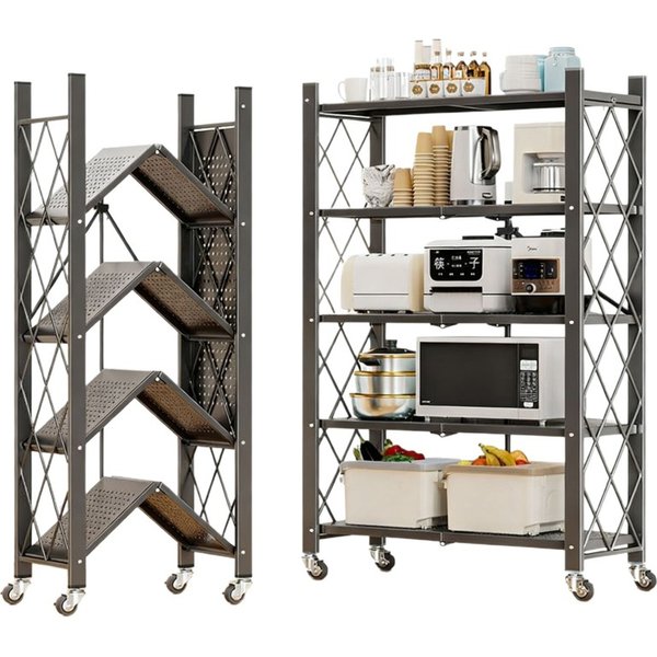 Étagère de rangement pliable sans installation, étagère de sol amovible multi-niveaux pour la maison, organisateur de trousseaux de cuisine