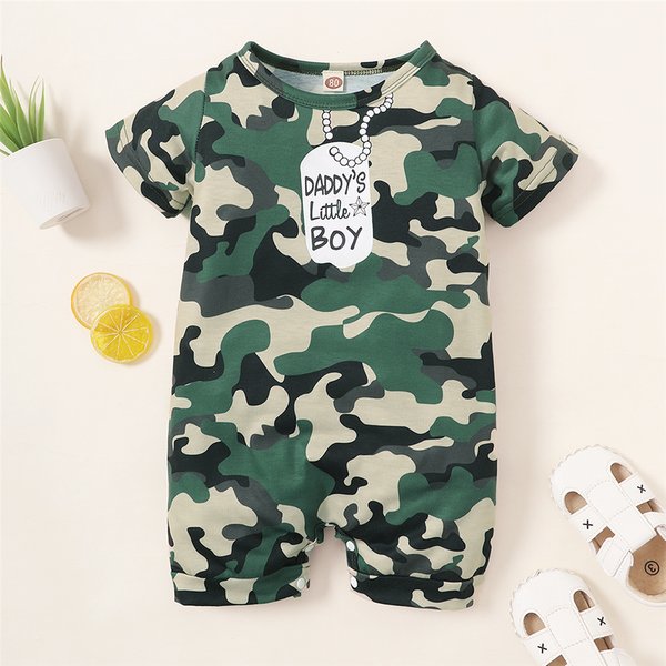 0-18 mois nouveau-né bébé garçon été mode barboteuse papa petit garçon Camouflage à manches courtes combinaison Sport Style Streetwear