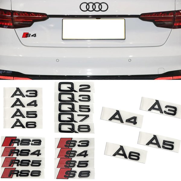 3D ABS Auto-Logo-Abzeichen Kofferraum-Aufkleber Kotflügel-Aufkleber Emblem Zubehör für Audi A1 A3 A4 A5 Q2 Q3 Q5 Q7 RS3 RS4 RS5 RS6 S3 S4 S5 S6