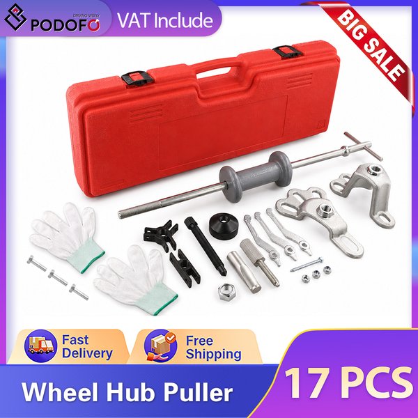 17Pcs Universal Wheel Hub Puller Set Slide Hammer Puller Kit 2/3 Jaw Internal External Bearing Remover Tool for Car Wheel Hubs Axles Oil Seals and Bushings