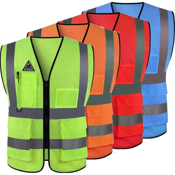 Gilet de chantier antistatique et ignifuge avec poches
