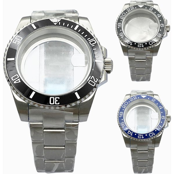 Boîtier de montre avec lunette en acier inoxydable, verre saphir, pièce accessoire de mouvement, NH34, NH35, NH36, ETA2824, PT5000, ST2130, 40mm